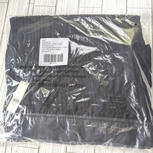 Anthropologie Turtleneck Mini Sweater Dress in Ribbed Knit Black Size Large NWT - Picture 7 of 7